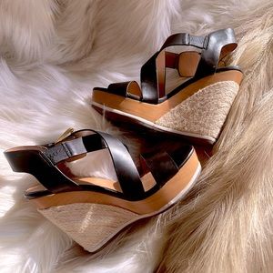 Criss Cross Ankle Strap Espadrille Wedges Platform Sandals